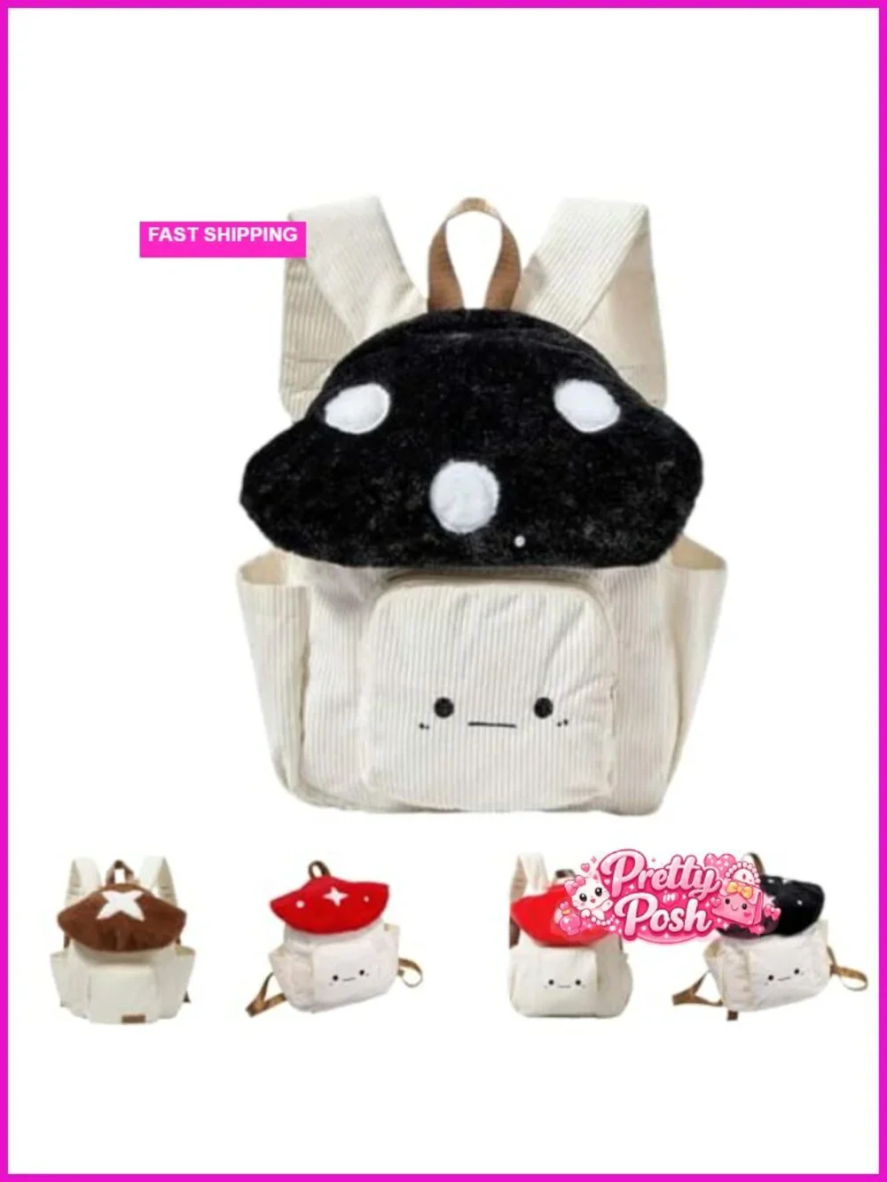 Kawaii Mushroom Shaped Backpack Crossbody Bag Trendy Cartoon Versatile Shoulder